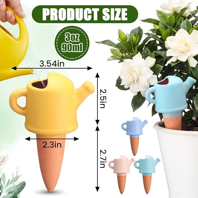 8 Pack Terracotta Watering Spikes Vacation Self-watering Spikes, Watering Can Shape Planters Devices, Automatic Plant Insert Waterer for Indoor Outdoor Plants