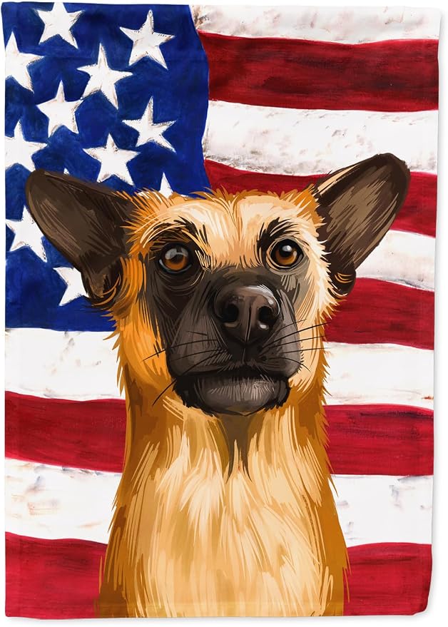 Caroline's Treasures CK6489GF Chinook Dog American Flag Garden Flag Mailbox Flag Decorative Yard Flag Banner Outside Patio Artwork Yard Flower Beds, Garden Size, Multicolor