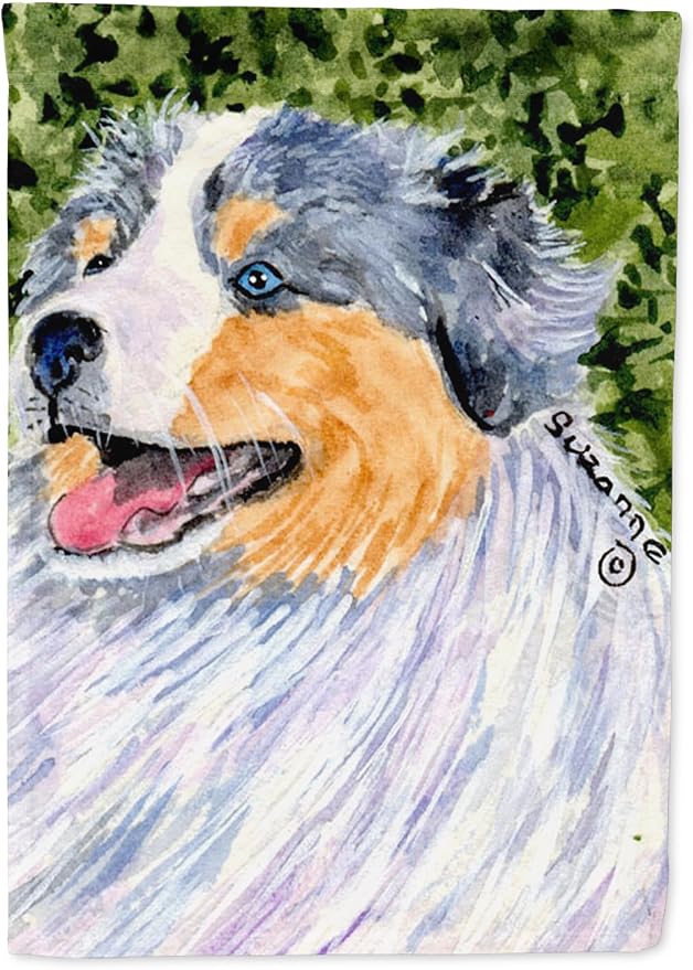 Caroline's Treasures SS8736GF Australian Shepherd Garden Flag Mailbox Flag Decorative Yard Flag Banner Outside Patio Artwork Yard Flower Beds, Garden Size, Multicolor
