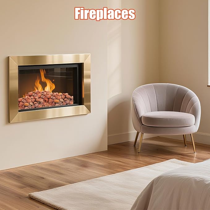 10 Pounds Red Lava Rocks for Fire Pits, Fireplaces, for Gas Log Sets, Gas Grills,Suitable for Both Indoor and Outdoor Applications (2.75"-5")