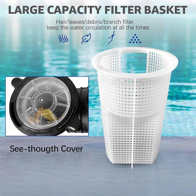 Inground and Above Ground Pool Water Pump,2.0HP Swimming Pool Pump, Dual Voltage 110-120V/220-240V 1500W High Flow Pool Pump with Strainer Basket