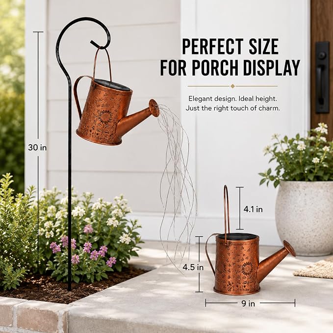 Solar Watering Can Light, Solar Powered Hanging Lantern Landscape Lights, Decorative Garden for Yard Waterproof Garden Decor, Gifts for Mom, Grandma（Sunflower + Bee）