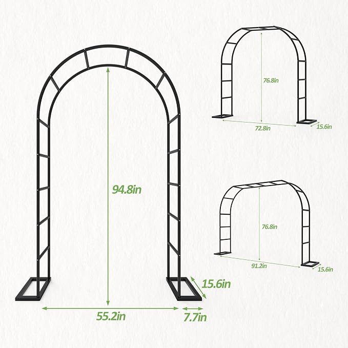 Garden Arch Trellis for Climbing Plants Outdoor, Wedding Arch with Base-94.5"(H)*55"(W), Balloon Arch Stand for Ceremony Valentines Day Birthday Baby Shower Garden Floral