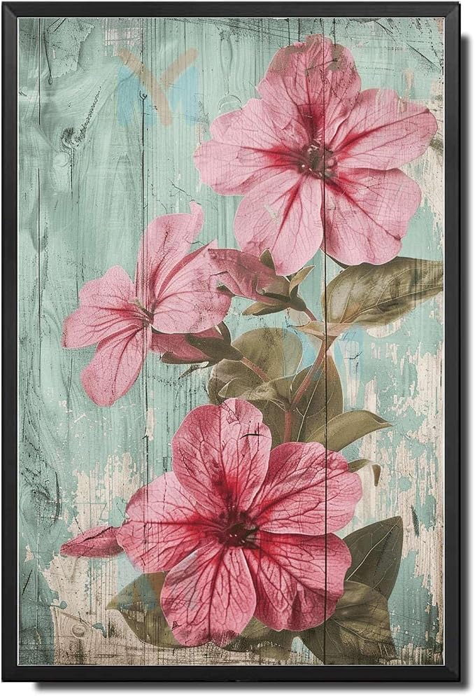 Metal Sign Tin Sign Vintage Wall Art Vintage Impatiens Tin Sign for Rustic Wall Art Shabby Chic Gardens and Distressed Wood Panels Sign Garden Outside for Bar 6×8 Inches with Metal Frame
