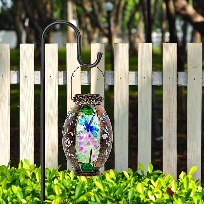 STARSOUL Solar Lantern Outdoor Waterproof, Hanging Solar Lantern for Patio Garden Yard Decor, Dragonfly Garden Decor, Dragonfly Gift for Women