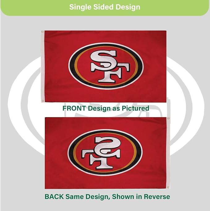 Team Sports America NFL San Francisco 49ers 3 x 5 Outdoor Durable Flag with Grommets | Heavy Duty Flag & Banner for Outdoor Garden Patio | Indoor Wall Decor | Works with Flag Poles for House