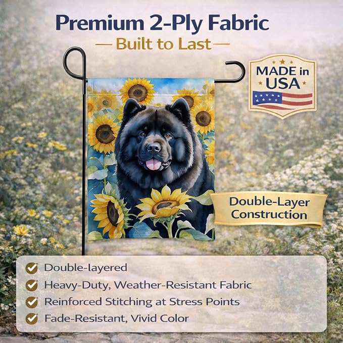 Caroline's Treasures DAC6054GF Chow Chow in Sunflowers Garden Flag Mailbox Flag Decorative Yard Flag Banner Outside Patio Artwork Yard Flower Beds, Garden Size, Multicolor