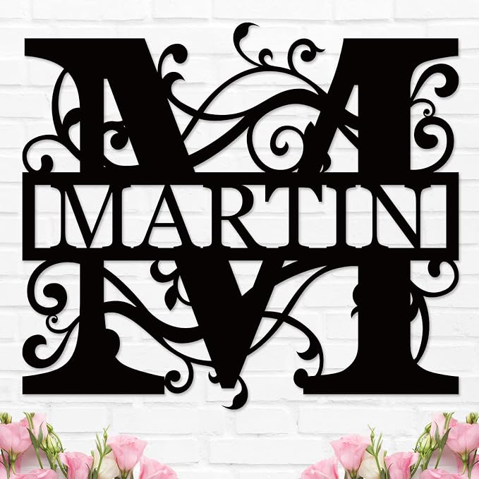 Personalized Family Name Sign, Custom Metal Name Sign, Monogram Wall Decor, Last Name Signs for Home, Split Letter Monogram Sign, Personalized Wedding Gift, Metal Wall Art