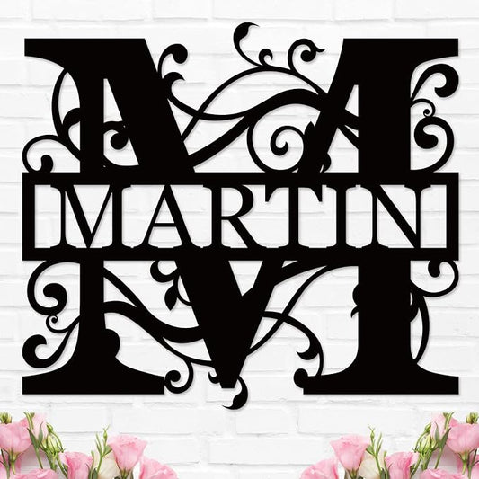 Personalized Family Name Sign, Custom Metal Name Sign, Monogram Wall Decor, Last Name Signs for Home, Split Letter Monogram Sign, Personalized Wedding Gift, Metal Wall Art