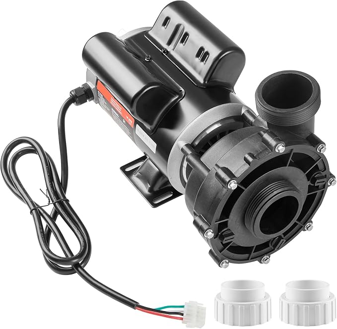 VEVOR 2 Speed SPA Pump, 48-Frame, AC 110-120V Hot Tub SPA Pump, 1.5 HP / 150 GPM / 42.65 ft High Speed or 0.46 HP / 70 GPM / 9.18 ft Low Speed, 2'' Port 90° Rotational Interface for Hot Tub
