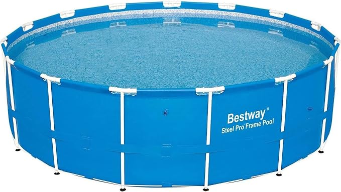 Bestway 15 Foot x 48 Inch Durable Steel Pro Frame Above Ground Pool with Repair Patch Kit and FlowClear 1000 GPH Cartridge Filter Pump