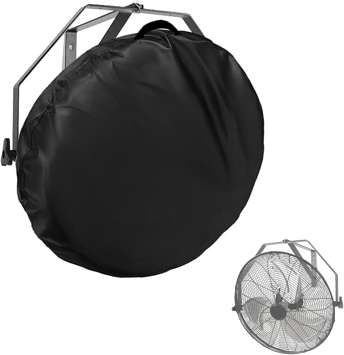 Bitubi Wall Mount Fan Cover, 18-20 Inch Waterproof Outdoor Wall Mounted Fan Cover, Heavy Duty 600D Oxford Dustproof Protective Fan Covers (Black)