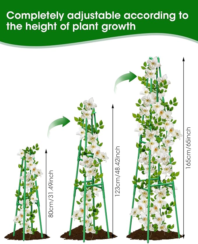 MYMULIKE 4 Pack Garden Trellis for Climbing Plants Outdoor, 6FT Plant Trellis Support for Climbing Vine, Plant Support Tower Cages Plastic Coated Metal Pipe Supports for Outdoor Indoor,Tomato cage