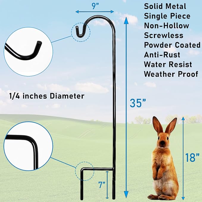 AshmanOnline Ashman Shepherd's Hooks 35 Inch (8 Pack), Black, Made of Premium Metal for Hanging Solar Lights, Bird Feeders, Mason Jars, Christmas Lights, Lanterns, Garden Stakes and Wedding Décor.
