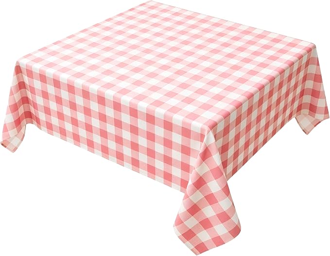 Waterproof Plaid Tablecloth Fabric - Square 58x58 Inch Classic Gingham Checker Table Cloth for Indoor/Outdoor Use - Buffalo Table Cover for Picnics, BBQs, and Parties
