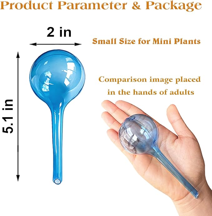MOONSOUND Small Plant Watering Globes, 6pcs Plastic Plant Watering Devices, Plant Waterer Self Watering Bulbs for Indoor Outdoor Plants