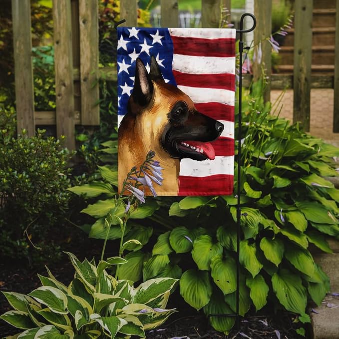 Caroline's Treasures CK6428GF Belgian Malinois American Flag Garden Flag Mailbox Flag Decorative Yard Flag Banner Outside Patio Artwork Yard Flower Beds, Garden Size, Multicolor