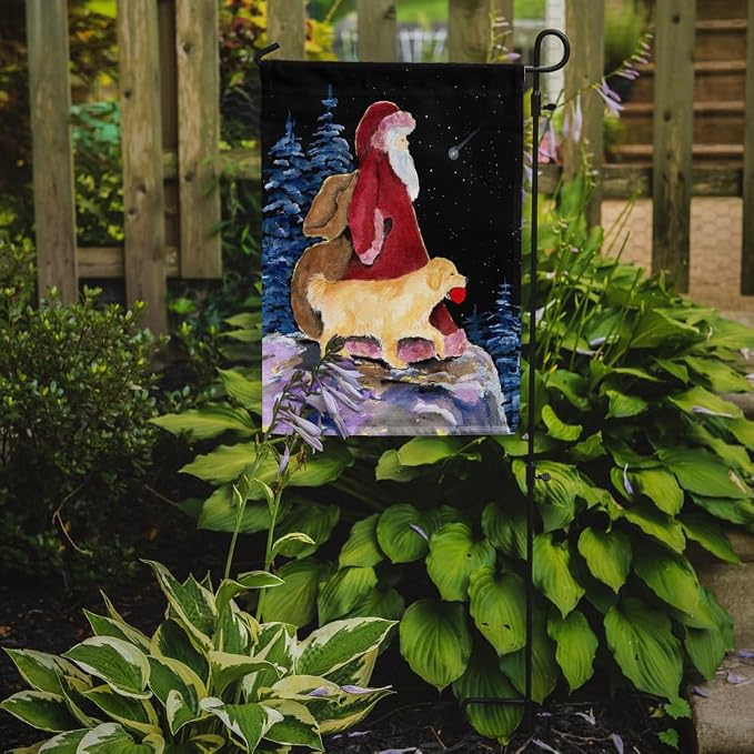Caroline's Treasures SS8973GF Santa Claus with Golden Retriever Garden Flag Mailbox Flag Decorative Yard Flag Banner Outside Patio Artwork Yard Flower Beds, Garden Size, Multicolor