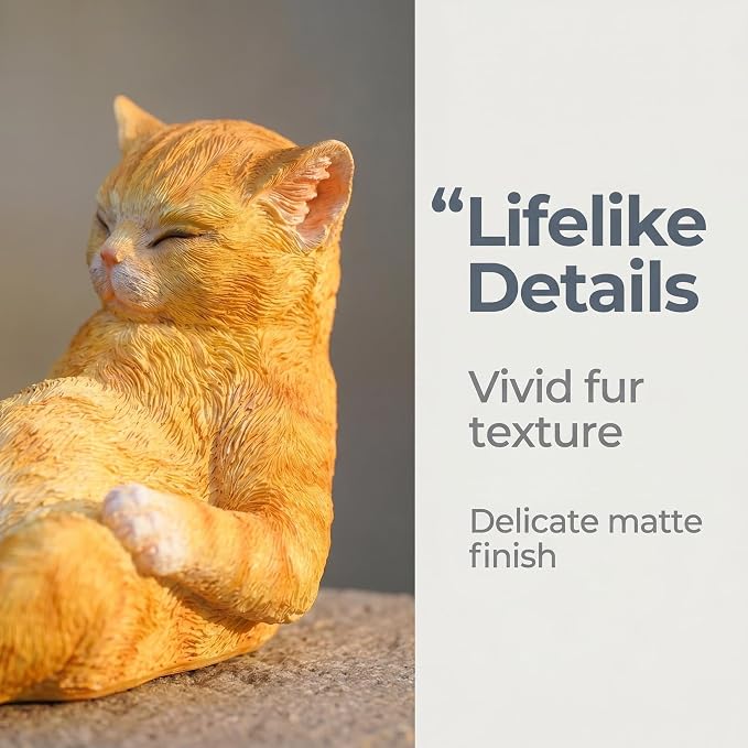 Cat Garden Statue Outdoor Decor,Pet Memorial Stone,Sleeping Cat Statue,Resin Cat Figurine Garden Sculpture Patio Decor,Headstones for Cats or Thoughtful Sympathy Gift,9.8" L x 5.9" W x 6.7" H