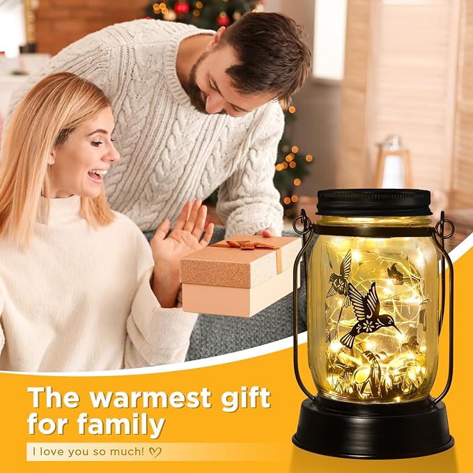 kyoryuger Hummingbird Gifts for Women/Mom/Grandma Hummingbird Solar Lanterns Mom Birthday Bird Lovers Lantern Birds Light Solar Garden Decoration for Yard, Patio,Porch Torches, Home Decor