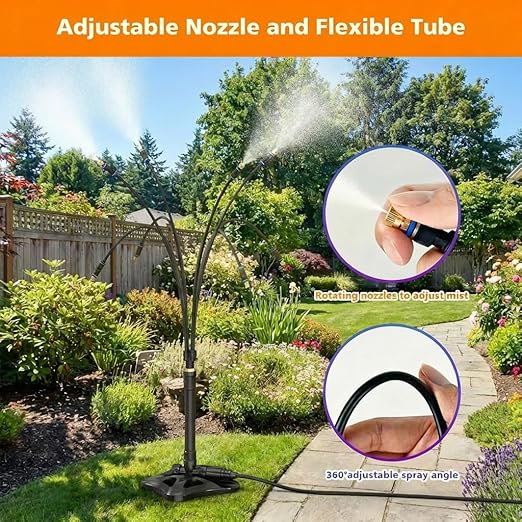 Outdoor Standing Mister for Patio Cooling, 26.2FT Portable Misting Station, Upgraded Outdoor Misting System for Backyard, Pets, Garden, BBQ, Tanning & Poolside Heat Relief
