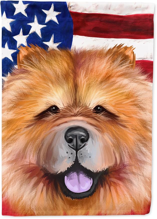 Caroline's Treasures CK6490GF Chow Chow Dog American Flag Garden Flag Mailbox Flag Decorative Yard Flag Banner Outside Patio Artwork Yard Flower Beds, Garden Size, Multicolor