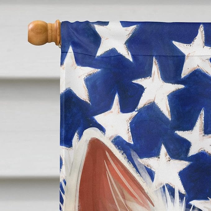 Caroline's Treasures CK6568CHF Indian Spitz Dog American Flag House Flag Large Porch Sleeve Pole Decorative Outside Yard Banner Artwork Wall Hanging, Polyester, House Size, Multicolor