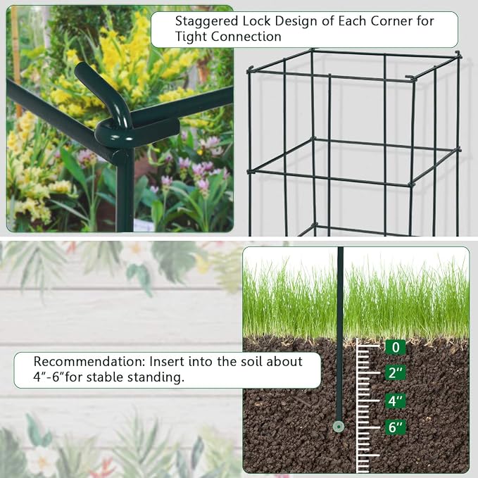 Giantex Pack of 4 Plant Cage Support, Tomato Stakes and Cages, Metal Supports for Potted Plant, 39'' Height Flower Trellis (16''Lx 16''Wx 39''H (4 Pieces))