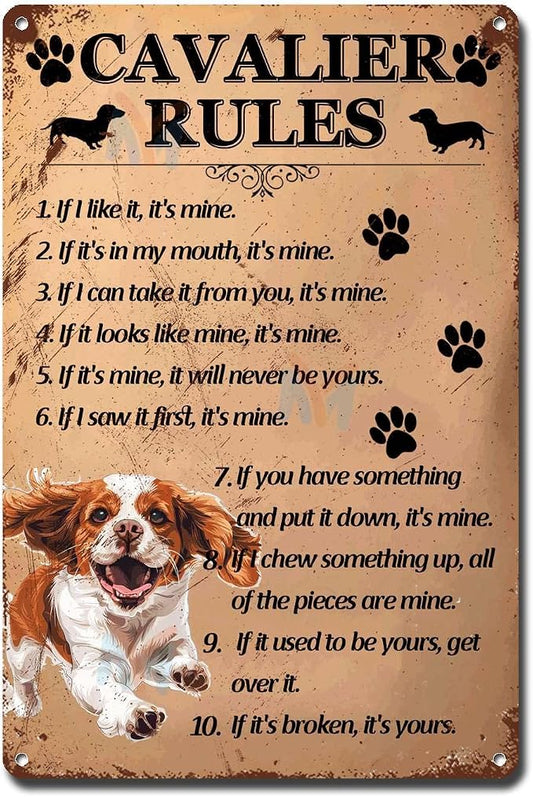 Metal Sign Tin Sign Vintage Wall Art Cavalier Rules Tin Signs Gardening for Home Decor 12×16 Inches