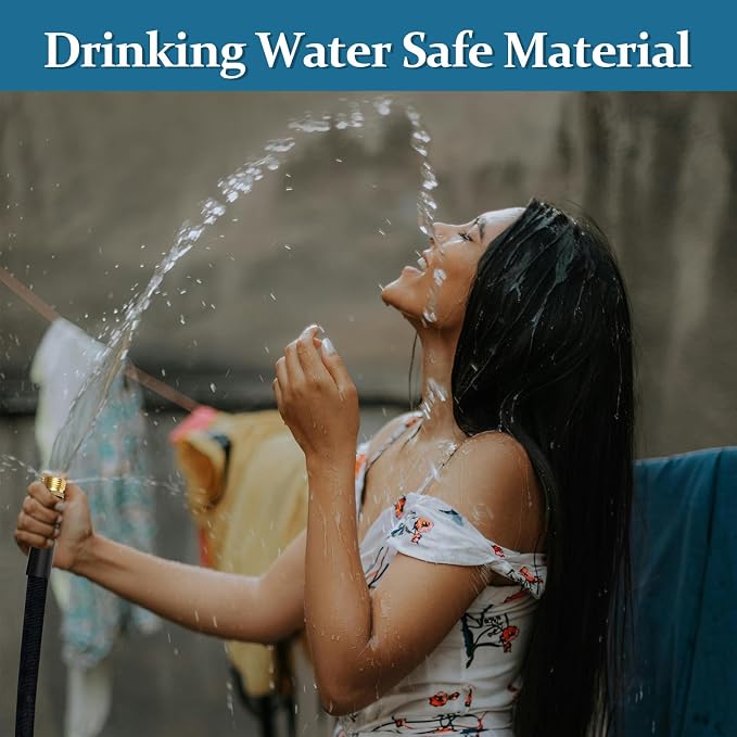 Garden Hose 100 ft, Made of TPE (BetterThan PVC/Hybrid Polymer), Lightweight yet Durable Water Hose with Ergonomic Grip, Drinking Water Safe Material, All-Weather, 3/4" GHT Fittings