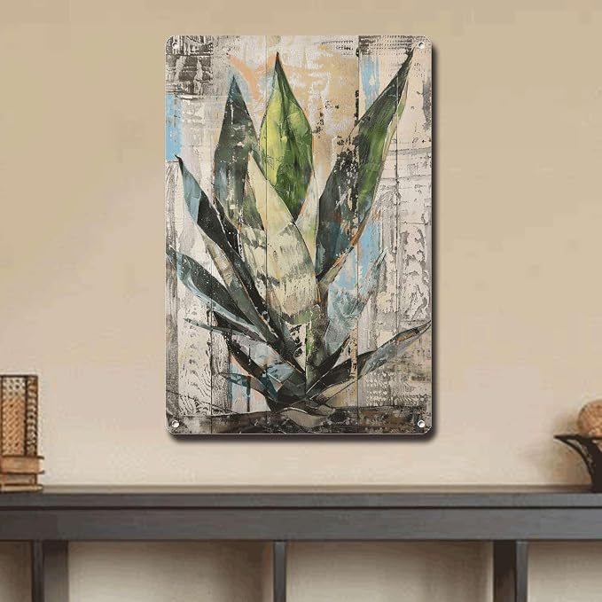 Metal Sign Tin Sign Vintage Wall Art Shabby Chic Snake Plant Tin Sign for Distressed Wood Panels Home Wall Art and Easy Installation Metal Signs Vintage for Room 12×16 Inches