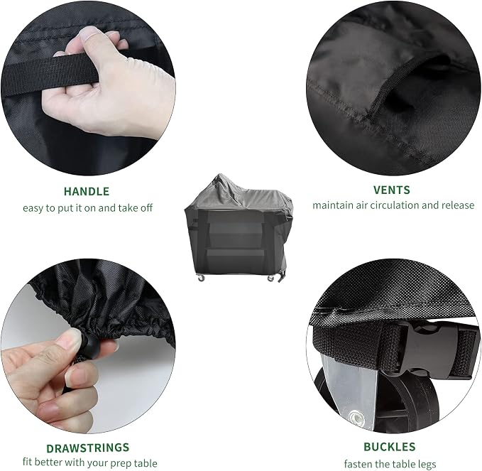 Outdoor Sink Cover for Cuisinart Outdoor CGWM-090 and CGWM-094 Prep Table, Waterproof Sink Station Cover Dustproof Prep Table Station Covers for Grill Black - 48"L×24"W×48"H, Black