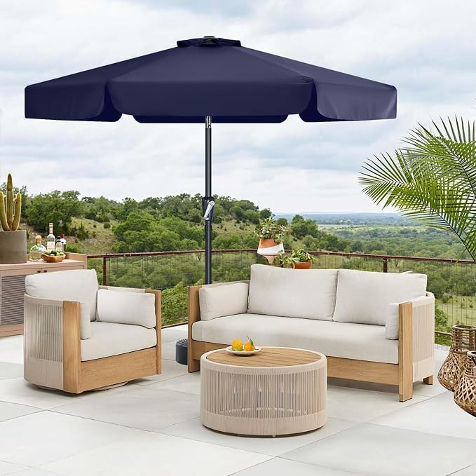 MASTERCANOPY 7.5ft Patio Umbrella with Valance, Crank and Tilt – 6 Ribs Outdoor Market Umbrella, UV/Fade Resistant, Waterproof Canopy with Wind Vent for Garden, Deck, Backyard, Pool (Navy Blue)