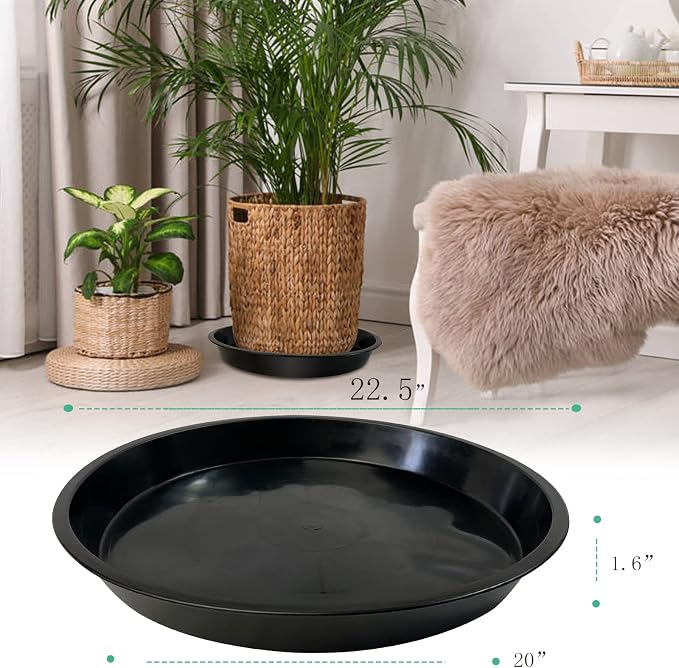 Plant Saucer 16 18 20 22 Inch, 4 Pack Heavy Duty Large Plant Tray for Planter Pot, Plastic Flower Pot Saucers Drip Water Trays for Indoors and Outdoors (22 Inch)