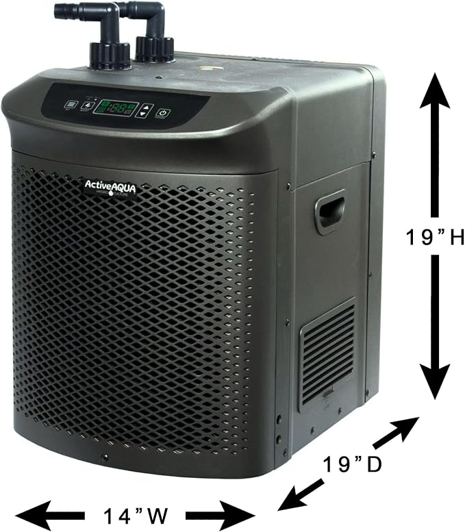 Active Aqua 0.5 HP Water Chiller with Boost | Cold Plunge & Ice Bath Cooler | Rapid Digital Temp Control | Fresh & Salt Water, Hydroponics, Aquariums | 90–172 Gal (0.5 HP) | 172 gal Capacity, 4020 BTU Per Hour, Titanium Evaporator, 120 V 510 W, Digital...