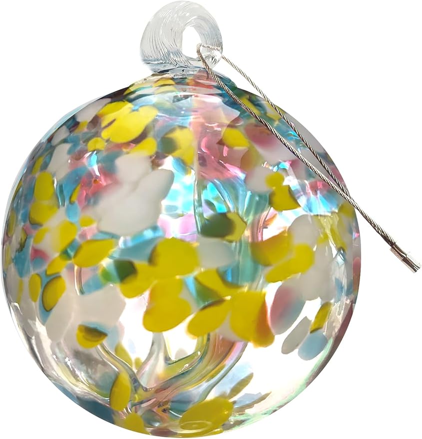 Dale Tiffany Hand Blown Glass, 4" Diameter Spring, Tree of Life Collection, Witch Globe Hanging Garden Indoor/Outdoor Decorative Ornament Gazing Ball