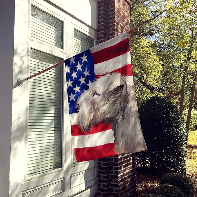 Caroline's Treasures CK6602CHF Lakeland Terrier American Flag House Flag Large Porch Sleeve Pole Decorative Outside Yard Banner Artwork Wall Hanging, Polyester, House Size, Multicolor