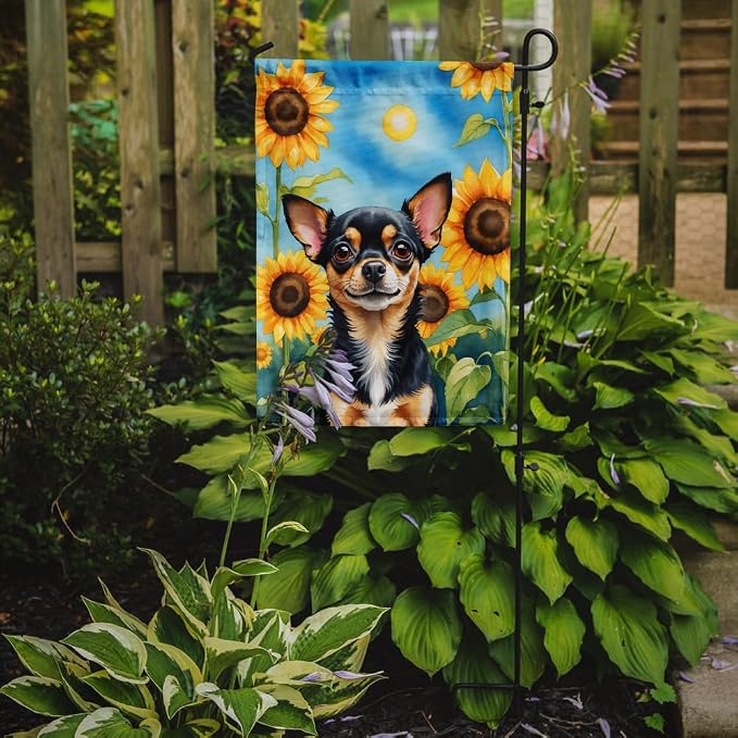 Caroline's Treasures DAC6052GF Chihuahua in Sunflowers Garden Flag Mailbox Flag Decorative Yard Flag Banner Outside Patio Artwork Yard Flower Beds, Garden Size, Multicolor