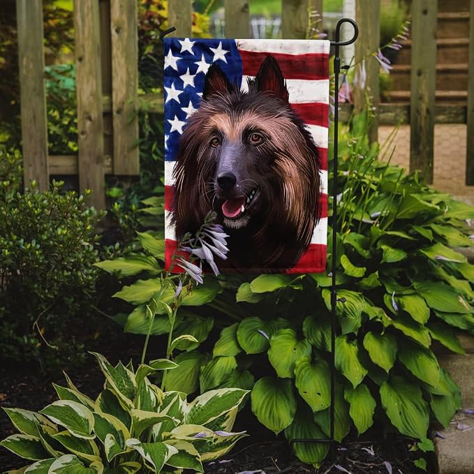 Caroline's Treasures CK6429GF Belgian Tervuren American Flag Garden Flag Mailbox Flag Decorative Yard Flag Banner Outside Patio Artwork Yard Flower Beds, Garden Size, Multicolor
