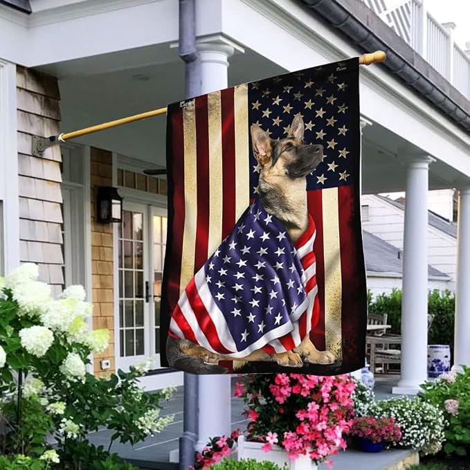 FLAGWIX German Shepherd Flag - Outdoor Decorations, 29.5" x 39.5" House Flag for Porch, Patio, Wall Decor, Heavy-Duty Canvas Garden Home Decor Double Sided