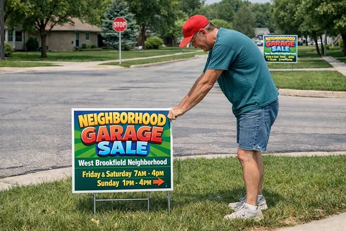 TEN (10) Pack Custom Personalized 24 x 18 inch Yard Signs, Double and Single Sided Printing, Metal Stakes, by 4CInk