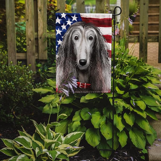 Caroline's Treasures CK6383GF Afghan Hound American Flag Garden Flag Mailbox Flag Decorative Yard Flag Banner Outside Patio Artwork Yard Flower Beds, Garden Size, Multicolor