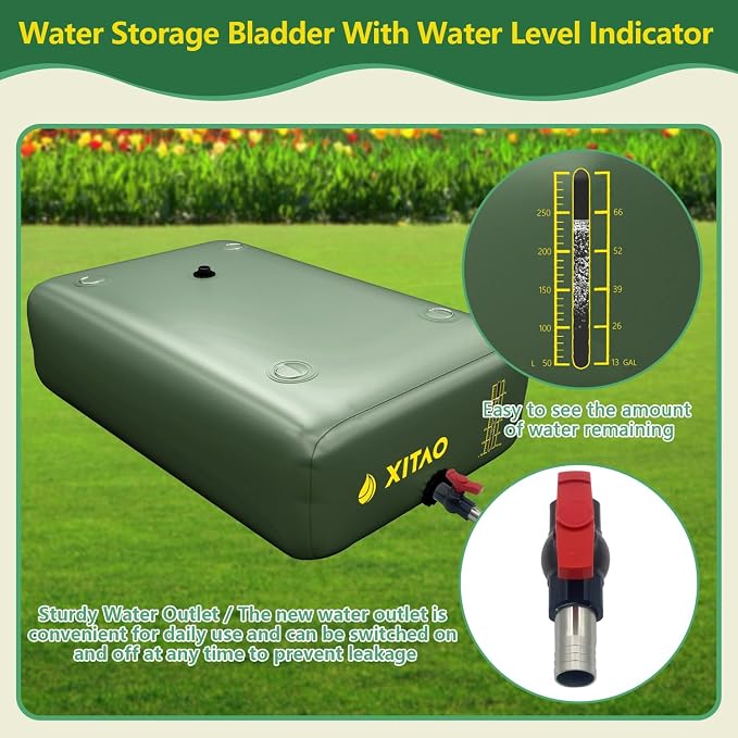 XITAO Water Bladder Storage Containers, Water Tank Foldable Portable Water Storage,Water Storage Bag Containers for RV, Camping, Garden, Irrigation, Drought Resistance, Firefighting