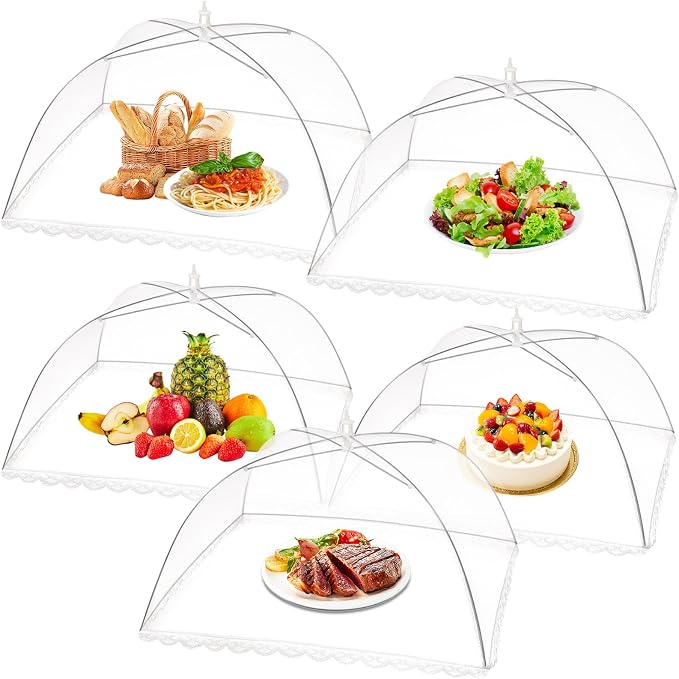5 Pack Food Cover Tents, Food Covers for Outdoors, Mesh Cover, Reusable and Collapsible Outdoor Picnic Net for Parties Picnics, BBQs, Fruit Covers