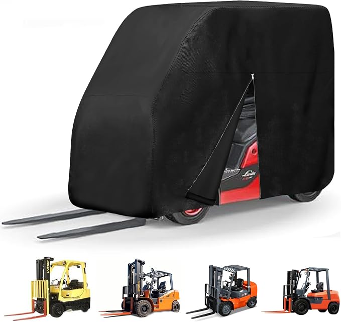 Forklift Protection Cover All Weather, Forklift Cover Waterproof 600D Fits All Forklifts Up to 8000Lb, Sun Rain Snow UV Zipper Door Windproof Buckle Organizer Bag