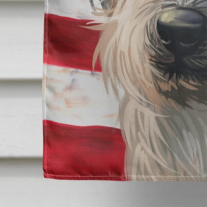 Caroline's Treasures CK6670CHF Pyrenean Shepherd Dog American Flag House Flag Large Porch Sleeve Pole Decorative Outside Yard Banner Artwork Wall Hanging, Polyester, House Size, Multicolor