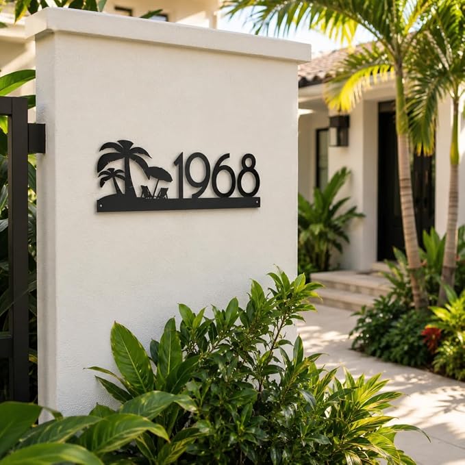 Address Sign for House, Personalized Metal House Number Plaque, Modern Outdoor Address Numbers for Front Door, Porch Wall, New Home Gift