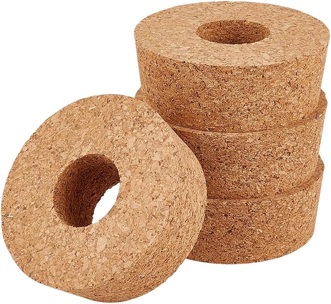 OLYCRAFT 4 Pack Cork Lids for Glass Planters 2.9~3.2 Inch Hydroponic Lids 1.2 Inch Thick Terrarium Cork Covers with 1.2 Inch Hole Natural Cork Stoppers for Hydroponic Plant Propagation Growing Vases