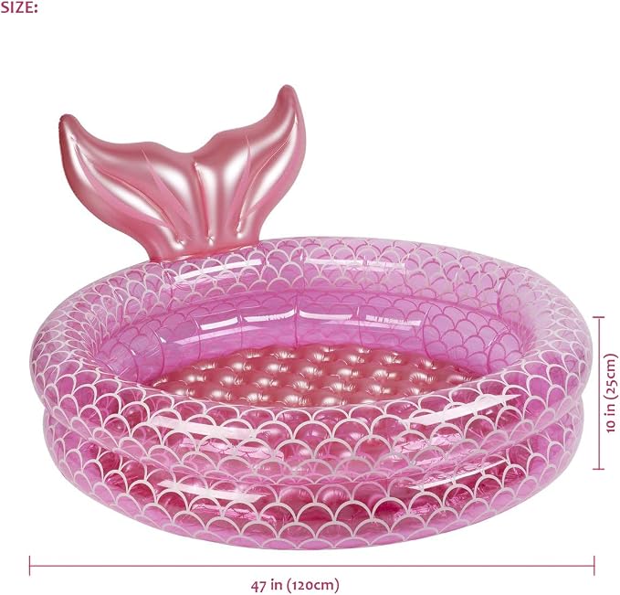 Kiddie Swimming Pool, Inflatable Mermaid Pool, Indoor Outdoor Ball Pit for Kids (47 inch)