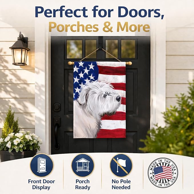 Caroline's Treasures CK6541CHF Glen of Imaal Terrier American Flag House Flag Large Porch Sleeve Pole Decorative Outside Yard Banner Artwork Wall Hanging, Polyester, House Size, Multicolor